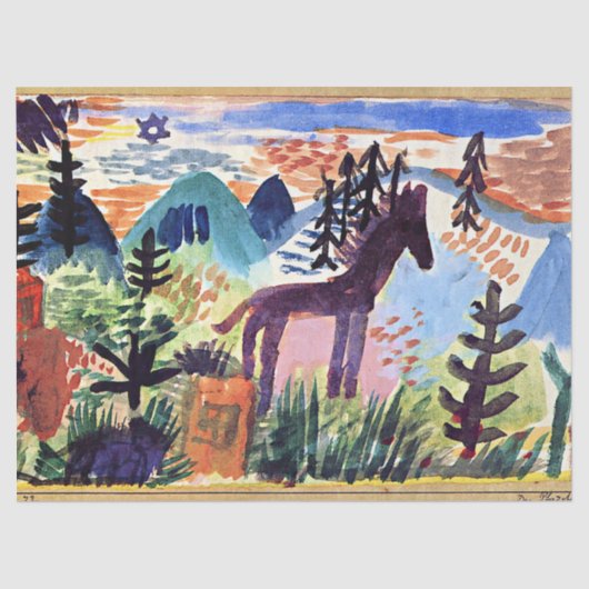 Klee - The Horse, beroemd schilderij Tissuepapier (Voorkant)