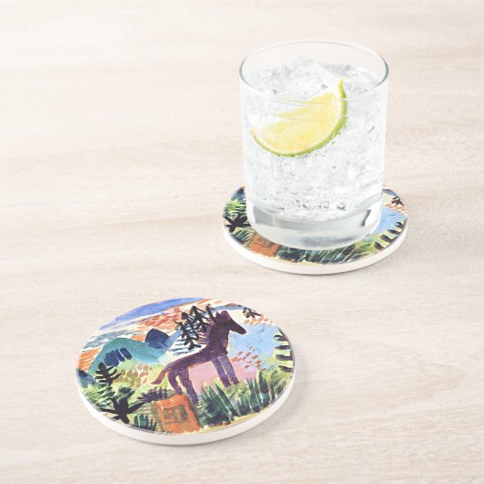 Klee - The Horse, beroemd schilderij Zandsteen Onderzetter (Zijkant)