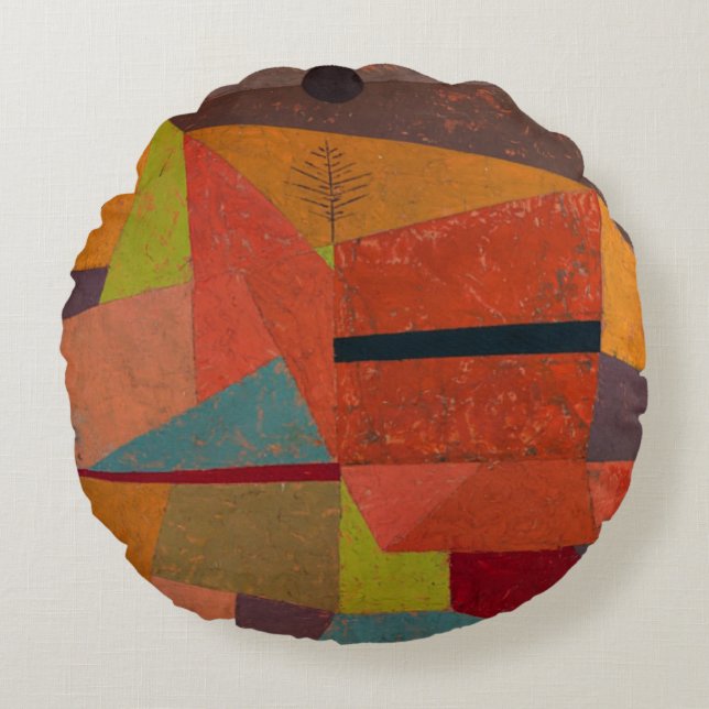 Klee - Vrolijk Berglandschap Rond Kussen (Voorkant)