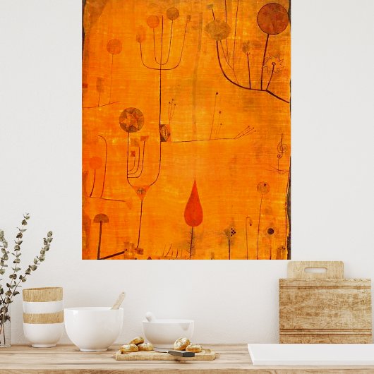 Klee - Vruchten op rood Poster (Keuken)