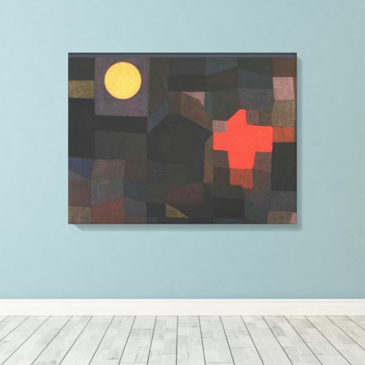 Klee - vuur, volle maan, canvas afdruk (Insitu (Houten vloer))