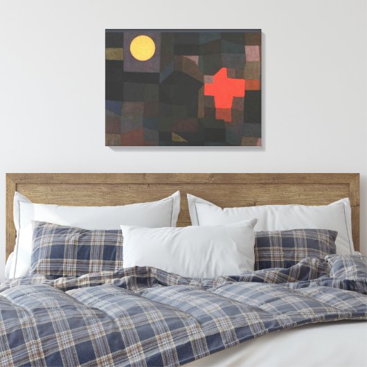 Klee - vuur, volle maan, canvas afdruk (Insitu (Slaapkamer))