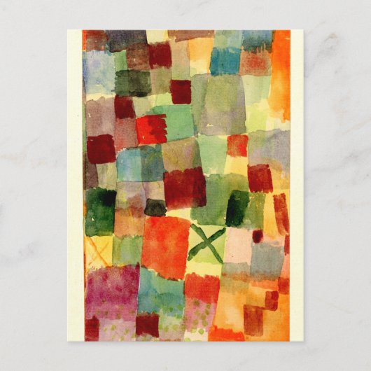 Klee - Waterverf met Donkere Groene Kruis Briefkaart (Voorkant)