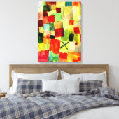 Klee - Waterverf met Donkere Groene Kruis Canvas Afdruk (Insitu (Slaapkamer))