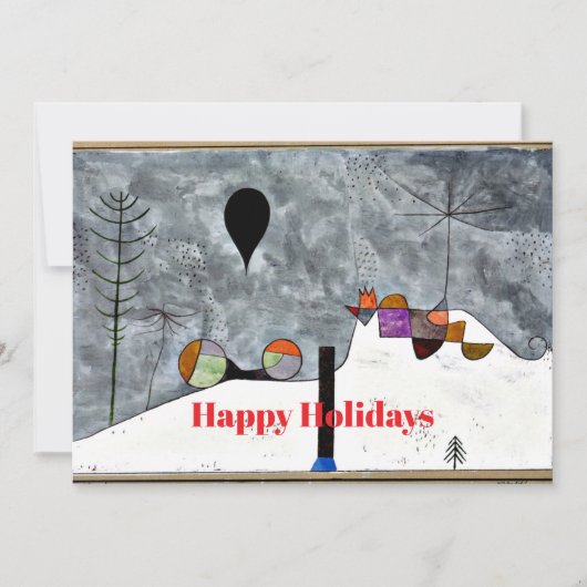 Klee - Winter, abstracte kerst kunst Feestdagenkaart (Voorkant)