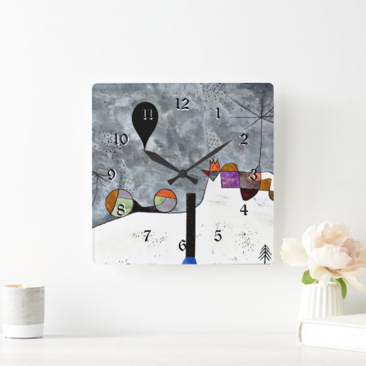 Klee - Winter, populaire schilderkunst Vierkante Klok (Huis)