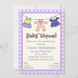 Kleed babymeisje douche gepersonaliseerd kaart