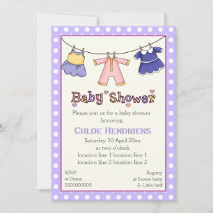 Kleed babymeisje douche gepersonaliseerd kaart