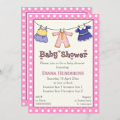 Kleed babymeisje douche gepersonaliseerd kaart (Voorkant / Achterkant)