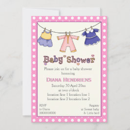 Kleed babymeisje douche gepersonaliseerd kaart
