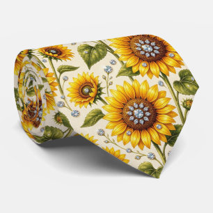 Kleed Casual   Zonnebloemen en Diamanten Stropdas