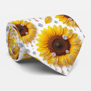 Kleed Casual   Zonnebloemen en Diamanten Stropdas