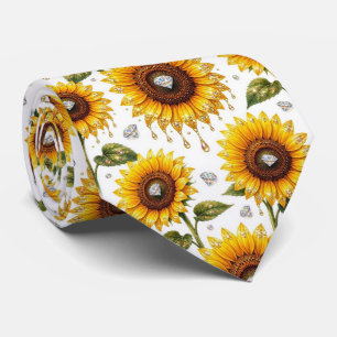 Kleed Casual   Zonnebloemen en Diamanten Stropdas