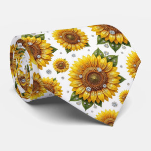 Kleed Casual   Zonnebloemen en Diamanten Stropdas