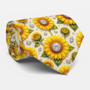 Kleed Casual   Zonnebloemen en Diamanten Stropdas