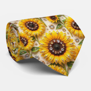 Kleed Casual   Zonnebloemen en Diamanten Stropdas