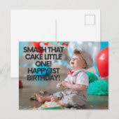 Kleed die kleine een gelukkige eerste verjaardag a briefkaart (Voorkant / Achterkant)