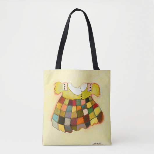 Kleed, geel, meisje-schattig tote bag (Voorkant)