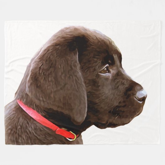 Kleed in rood - chocolade Labrador Puppy Fleece Deken (Voorkant (Horizontaal))