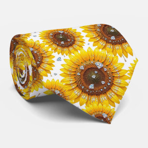 Kleed Je Casual Zonnebloemen en Diamanten Stropdas