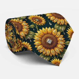 Kleed Je Casual   Zonnebloemen en Diamanten Stropdas