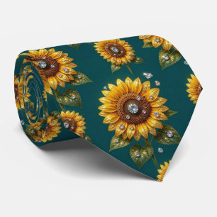 Kleed Je Casual   Zonnebloemen en Diamanten Stropdas