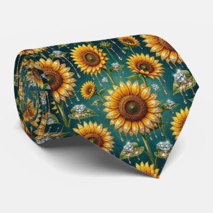 Kleed Je Casual   Zonnebloemen en Diamanten Stropdas