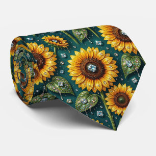 Kleed Je Casual   Zonnebloemen en Diamanten Stropdas