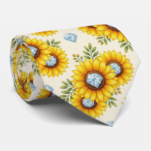 Kleed Je Casual   Zonnebloemen en Diamanten Stropdas