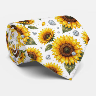 Kleed Je Casual   Zonnebloemen en Diamanten Stropdas