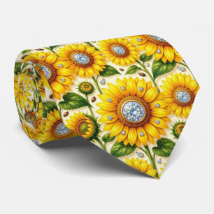 Kleed Je Casual   Zonnebloemen en Diamanten Stropdas