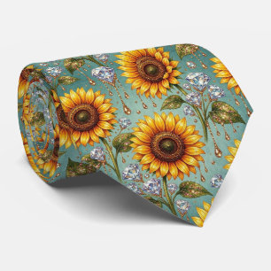 Kleed Je Casual   Zonnebloemen en Diamanten Stropdas