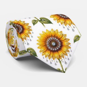 Kleed Je Casual   Zonnebloemen en Diamanten Stropdas