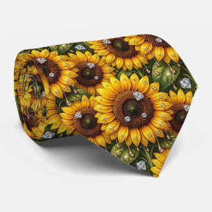 Kleed Je Casual   Zonnebloemen en Diamanten Stropdas
