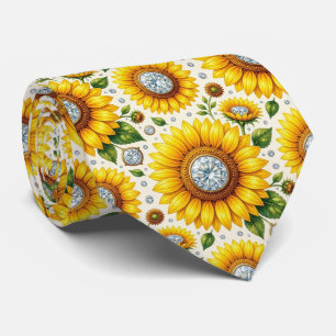 Kleed Je Casual   Zonnebloemen en Diamanten Stropdas