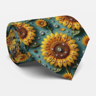Kleed Je Casual   Zonnebloemen en Diamanten Stropdas