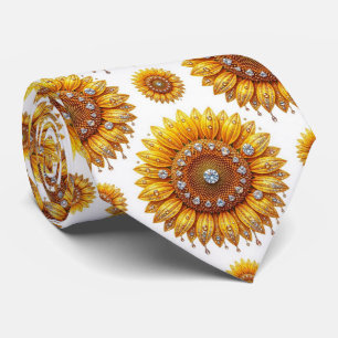 Kleed Je Casual   Zonnebloemen en Diamanten Stropdas