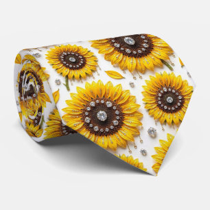 Kleed Je Casual   Zonnebloemen en Diamanten Stropdas