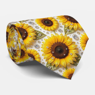 Kleed Je Casual Zonnebloemen en Diamanten Stropdas