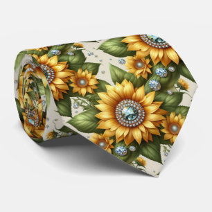 Kleed Je Casual   Zonnebloemen en Diamanten Stropdas