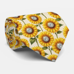 Kleed Je Casual Zonnebloemen en Diamanten Stropdas