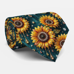 Kleed Je Casual   Zonnebloemen en Diamanten Stropdas
