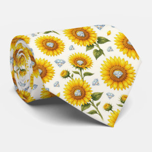 Kleed Je Casual Zonnebloemen en Diamanten Stropdas