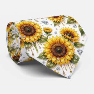 Kleed Je Casual   Zonnebloemen en Diamanten Stropdas