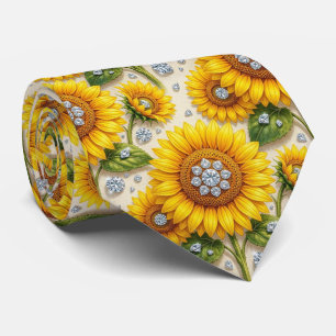 Kleed Je Casual   Zonnebloemen en Diamanten Stropdas