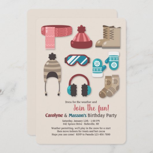 Kleed je naar gelang het koude weer uitnodiging (Voorkant / Achterkant)