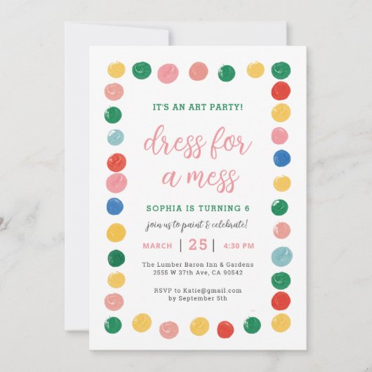 Kleed je voor een rommelige verfpaintingparty voor kaart (Voorkant)