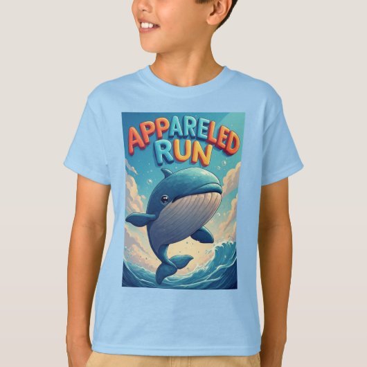 Kleed Run: Speelse Cartoon Walvis T-shirt (Voorkant)