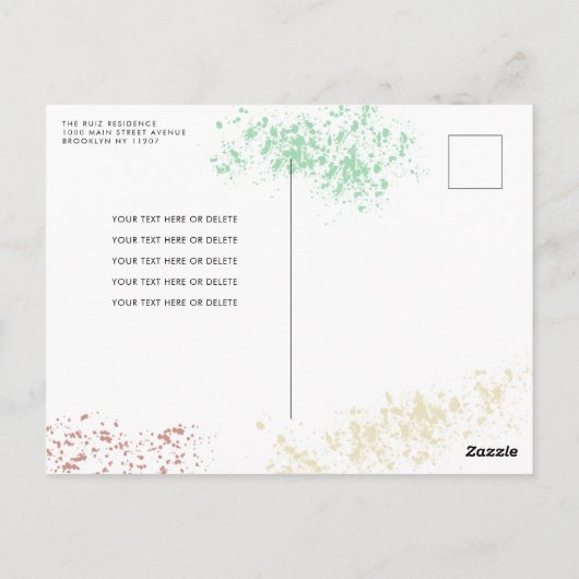 Kleedje voor een rommelige kids kunst verf schilde briefkaart (Achterkant)