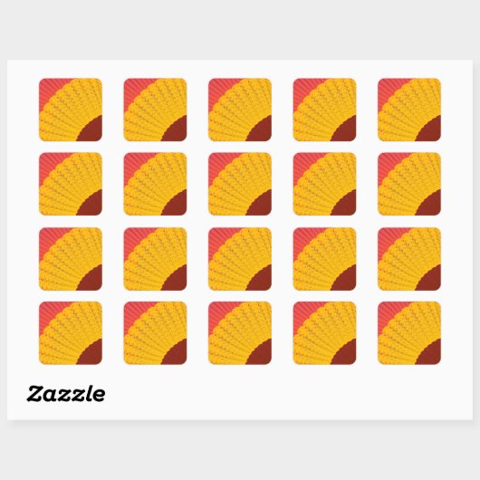 Kleedje, waaier vierkante sticker (Vel)